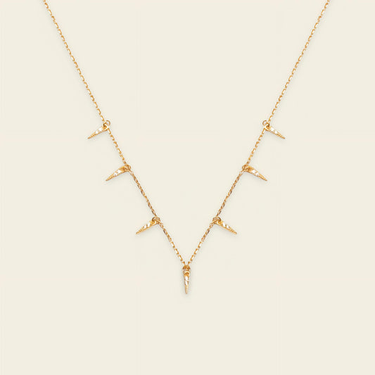 Fine Trace Necklace with a fine chain with small tapered drops in gold finish