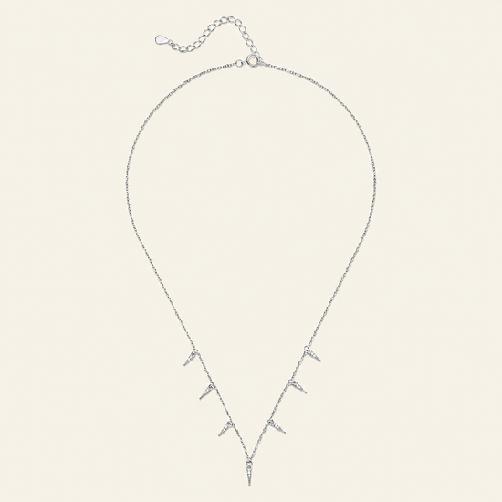 Fine Trace Necklace with a fine chain with small tapered drops in silver finish