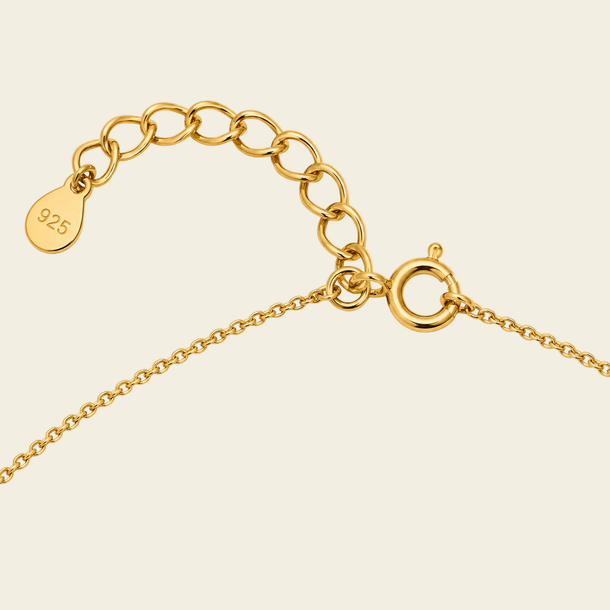 Fine Trio Necklace, showing the fastening detail in gold finish