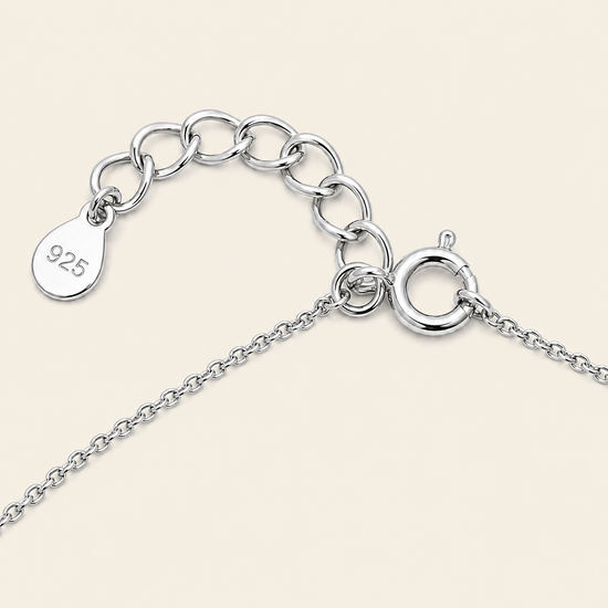 Fine Trio Necklace, showing the fastening detail in silver finish