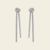 Fluid Knot Earrings with slender double-bar drops with knotted tops in silver finish