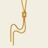 Fluid Knot Necklace with a smooth collar and flowing knotted lariat drop in gold finish