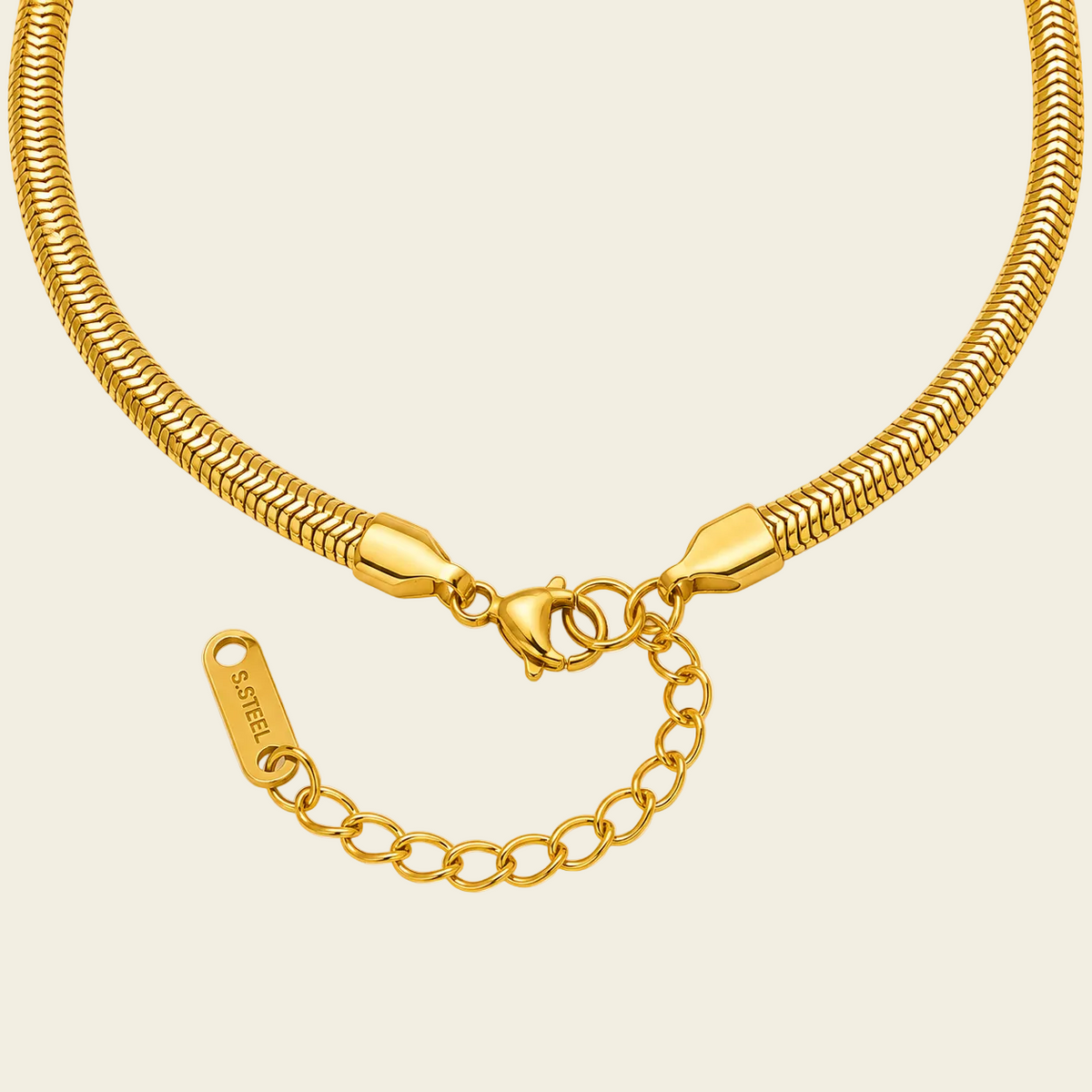 Fluid Knot Necklace, showing the fastening detail in gold finish