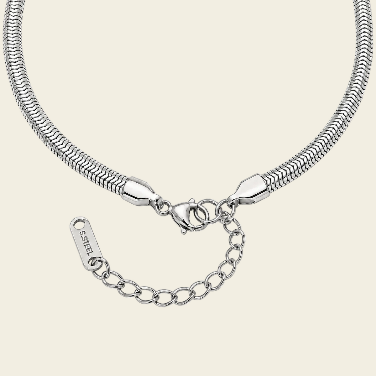 Fluid Knot Necklace, showing the fastening detail in silver finish