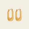 Fluted Arc Earrings with elongated rectangular hoops with ridged surfaces in gold finish