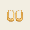 Fluted Arc Earrings with elongated rectangular hoops with ridged surfaces in gold finish