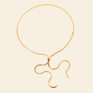 Glide Drop Necklace with a smooth collar with a flowing lariat drop in gold finish
