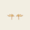 Grace Line Earrings with slender curved bars with clear stone accents in gold finish