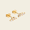 Grace Line Earrings with slender curved bars with clear stone accents in gold finish