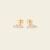 Grace Line Earrings with slender curved bars with clear stone accents in gold finish