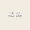 Grace Line Earrings with slender curved bars with clear stone accents in silver finish