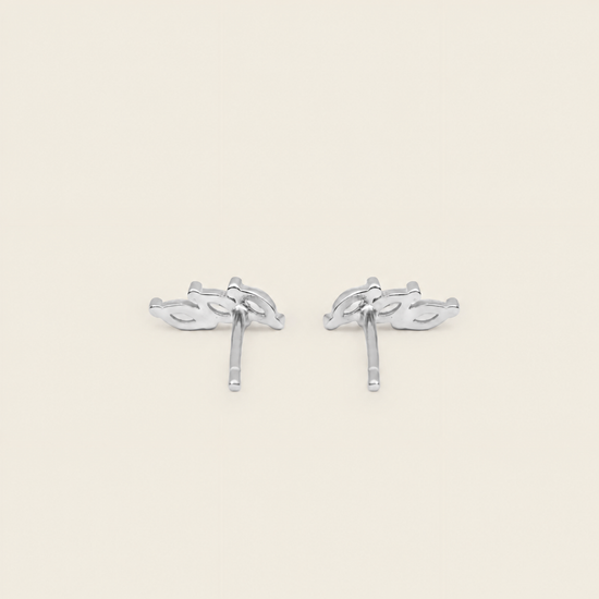 Grace Line Earrings with slender curved bars with clear stone accents in silver finish