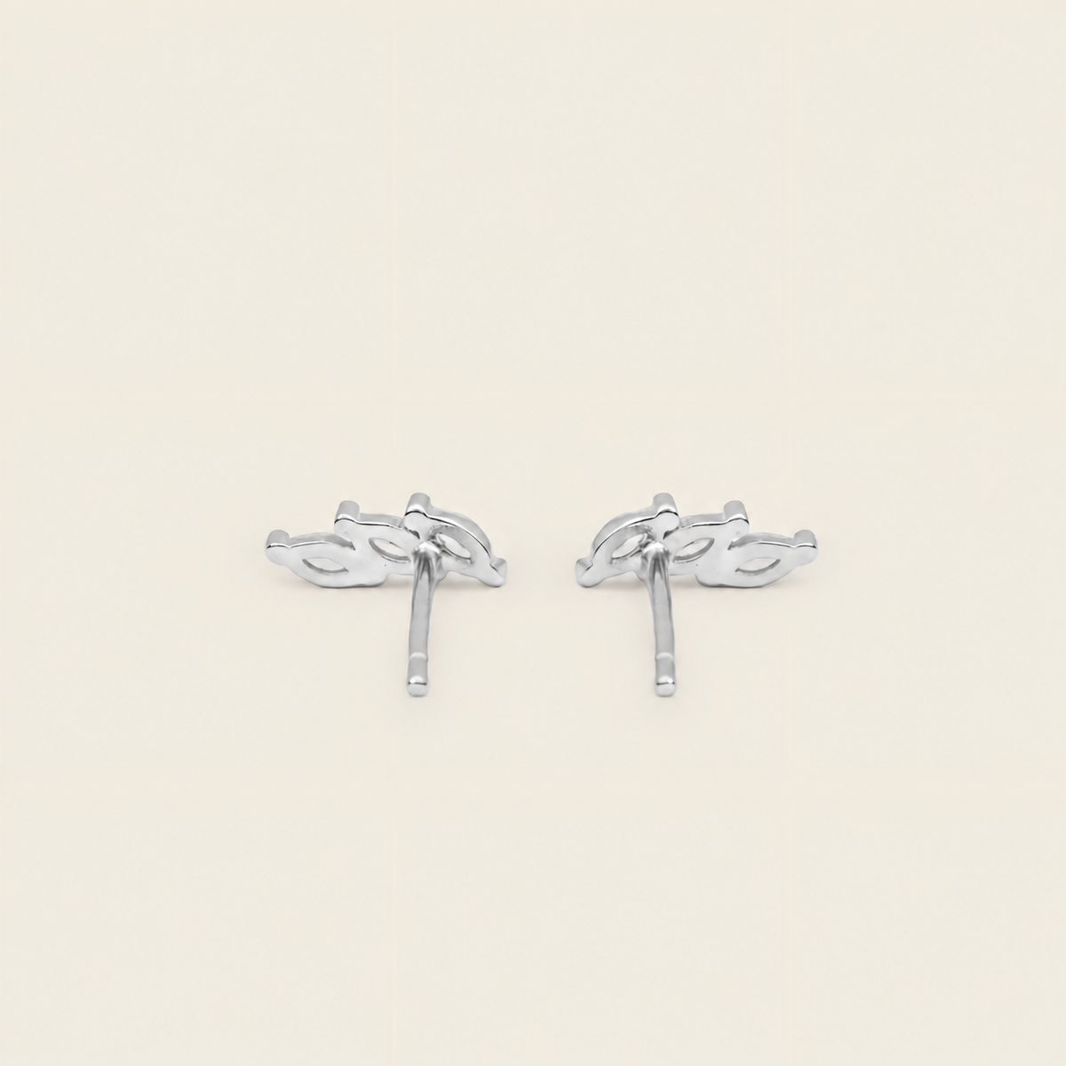 Grace Line Earrings with slender curved bars with clear stone accents in silver finish