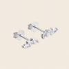 Grace Line Earrings with slender curved bars with clear stone accents in silver finish