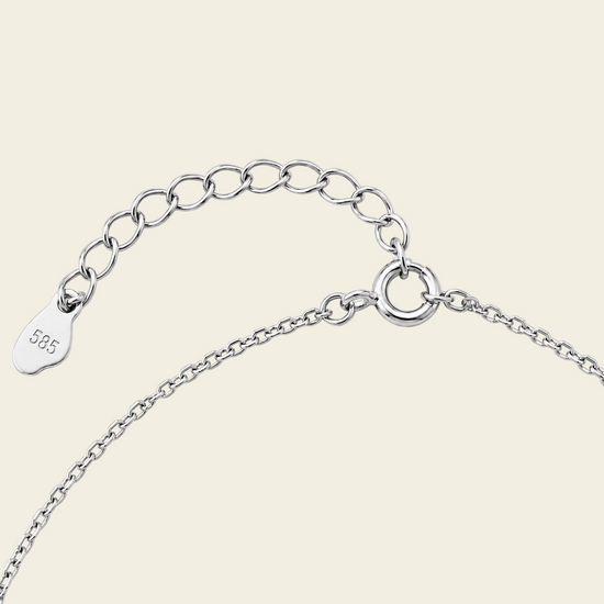 Grace Wing Necklace, showing the fastening detail in silver finish