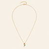 Green Bloom Necklace with a slender stem pendant and green leaf-shaped stone in gold finish