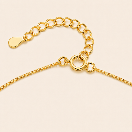 Green Bloom Necklace, showing the fastening detail in gold finish