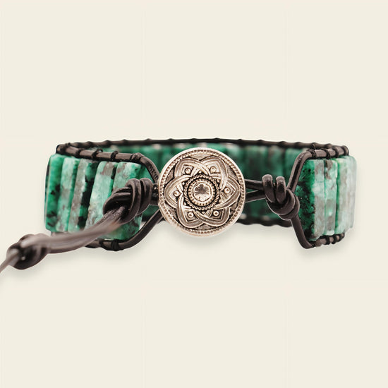 Greenveil Tile Bracelet with beadwork and cord detail