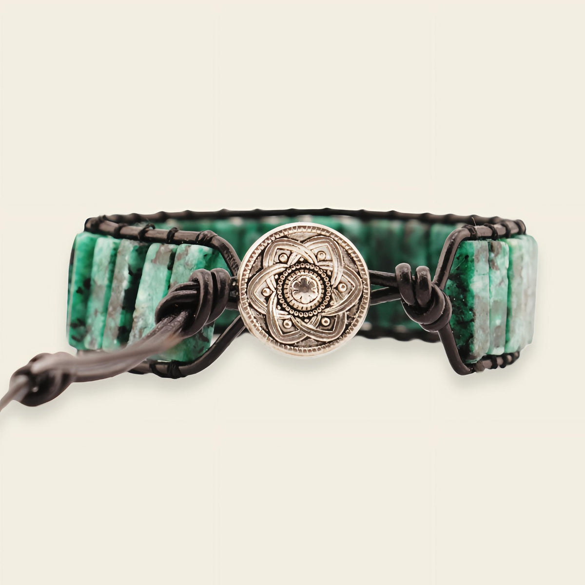 Greenveil Tile Bracelet with beadwork and cord detail