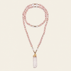 Hushed Point Necklace with pale pink beads and a translucent pointed pendant