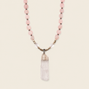 Hushed Point Necklace with pale pink beads and a translucent pointed pendant