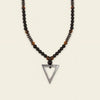 Iron Tide Necklace with dark stone beads and an open triangular pendant