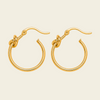 Knotted Loop Earrings with oval hoops with knot details in gold finish
