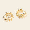 Laurel Arc Earrings with small hoops with leaf-shaped details in gold finish