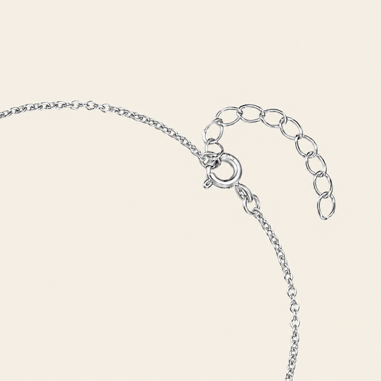 Linked Oval Bracelet, showing the fastening detail in silver finish