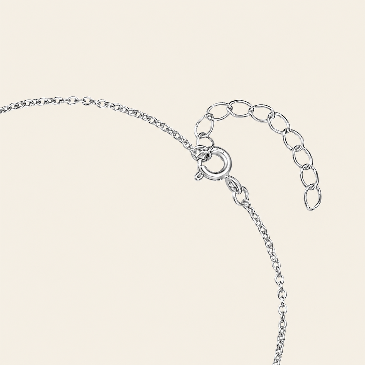 Linked Oval Bracelet, showing the fastening detail in silver finish