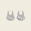Liquid Loop Earrings with broad polished irregular hoop shapes in silver finish