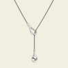 Liquid Loop Necklace with a fine lariat chain with an open loop and teardrop end in silver finish