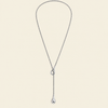 Liquid Loop Necklace with a fine lariat chain with an open loop and teardrop end in silver finish
