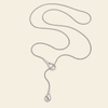 Liquid Loop Necklace with a fine lariat chain with an open loop and teardrop end in silver finish