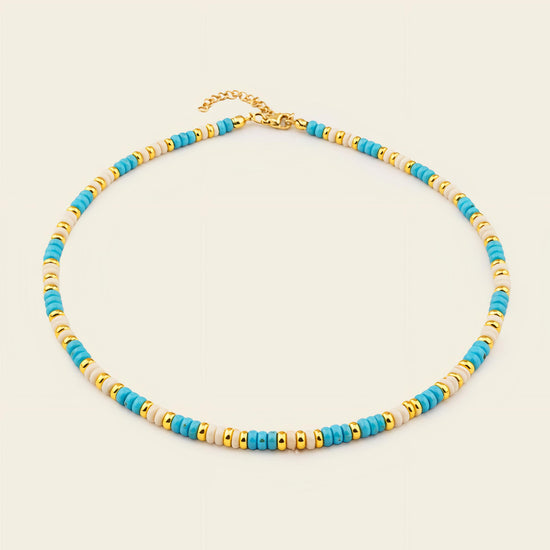 Marina Rhythm Necklace with turquoise-coloured disc beads and gold-coloured accents