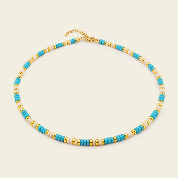 Marina Rhythm Necklace with turquoise-coloured disc beads and gold-coloured accents