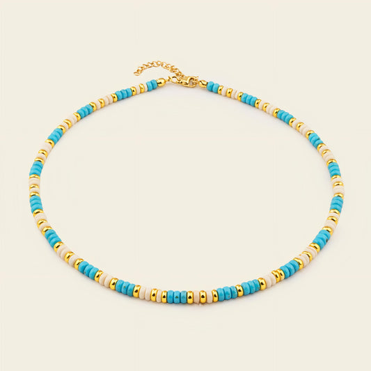 Marina Rhythm Necklace with turquoise-coloured disc beads and gold-coloured accents