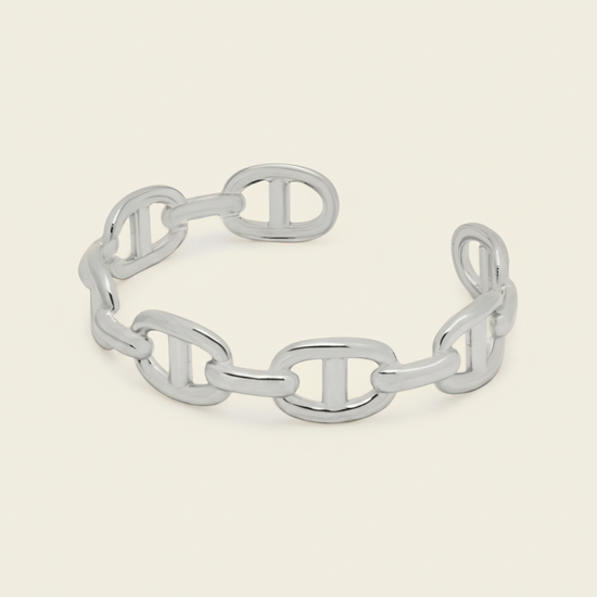 Mariner Link Cuff with a linked mariner-style open band in gold finish