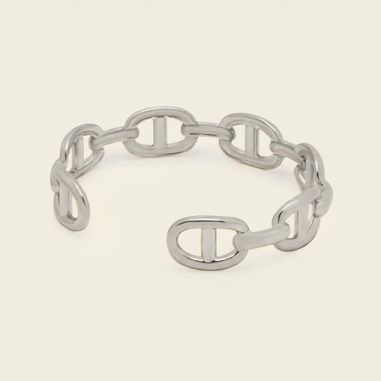 Mariner Link Cuff with a linked mariner-style open band in gold finish