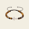 Midnight Line Bracelet with round stone beads and small metal accents