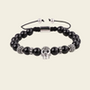 Midnight Skull Bracelet with dark round beads and skull-shaped metal accents