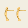 Molten Disc Earrings with rounded sculptural stud faces in gold finish