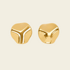 Molten Disc Earrings with rounded sculptural stud faces in gold finish