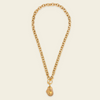 Molten Drop Necklace with a chunky chain and rounded teardrop pendant in gold finish