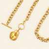 Molten Drop Necklace with a chunky chain and rounded teardrop pendant in gold finish