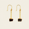 Night Drop Earrings with long gold-coloured chains and dark stone drops