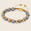 Obsidian Drift Bracelet with faceted round beads with small metal accents