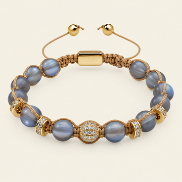 Obsidian Drift Bracelet with faceted round beads with small metal accents