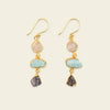 Ocean Muse Earrings with pale and turquoise-coloured stones with dark teardrop drops