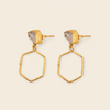 Open Halo Earrings with open hexagonal drops beneath pale stone tops